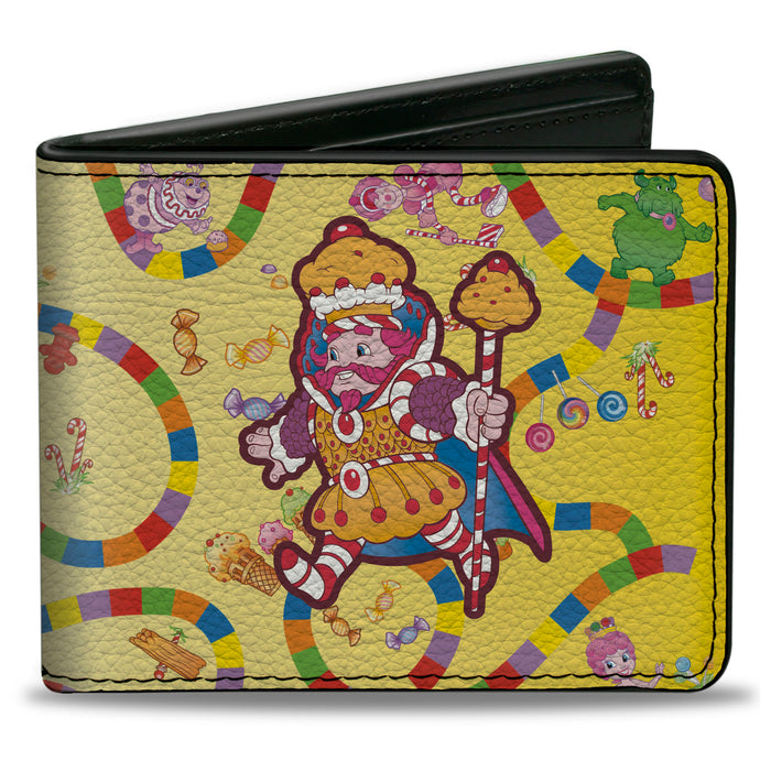 Bi-Fold Wallet - Candy Land Kandy King Game Path Pose and Characters Yellow/Multi Color Bi-Fold Wallets Hasbro   