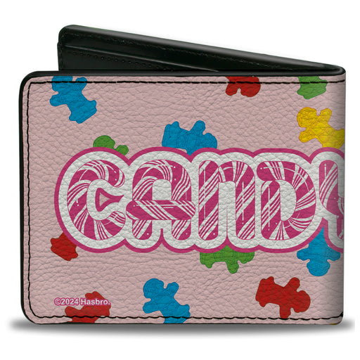 Bi-Fold Wallet - CANDYLAND Title Logo and Gingerbread Token Icons Scattered Pink Bi-Fold Wallets Hasbro   