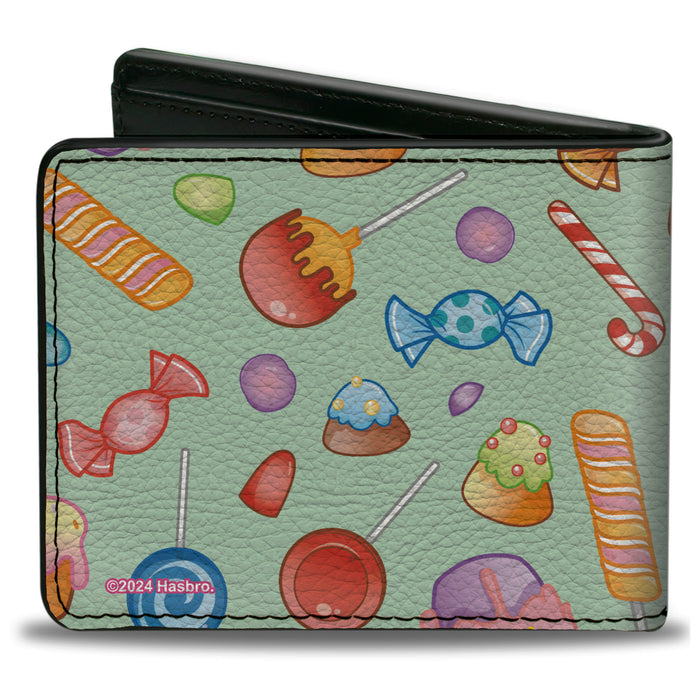 Bi-Fold Wallet - CANDY LAND Title Logo and Candy Collage Mint Green Bi-Fold Wallets Hasbro   