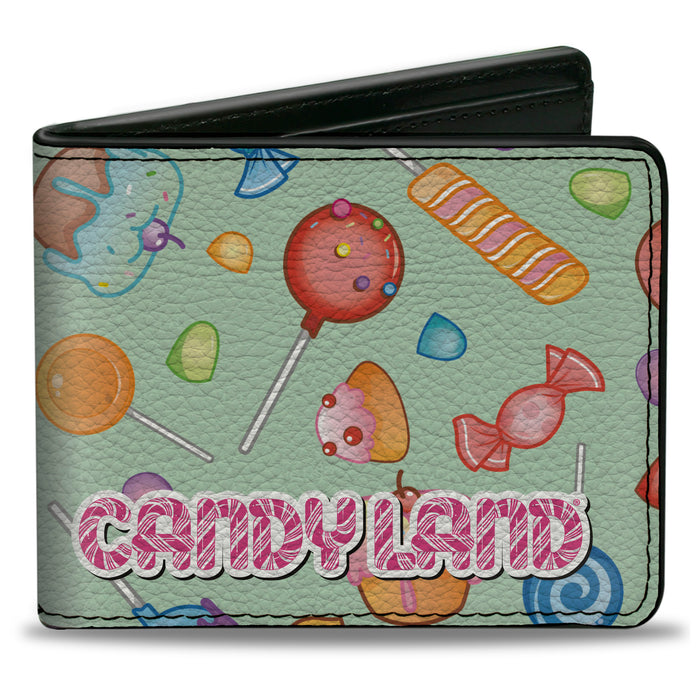 Bi-Fold Wallet - CANDY LAND Title Logo and Candy Collage Mint Green Bi-Fold Wallets Hasbro   