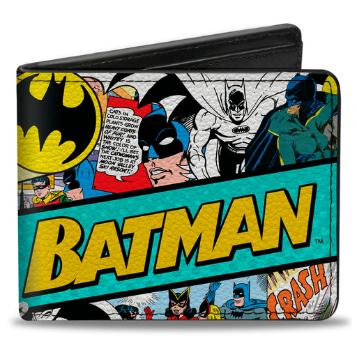 Bi-Fold Wallet - BATMAN 75 Classic Comic Book Panels Collage Multi Color Bi-Fold Wallets DC Comics   