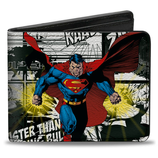 Bi-Fold Wallet - Superman B-Movie Comic Book Panels Poses Bi-Fold Wallets DC Comics   