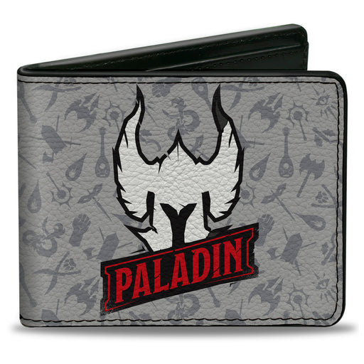 Bi-Fold Wallet - DUNGEONS & DRAGONS PALADIN Text and Icons Collage Grays/Black/Red Bi-Fold Wallets Wizards of the Coast   