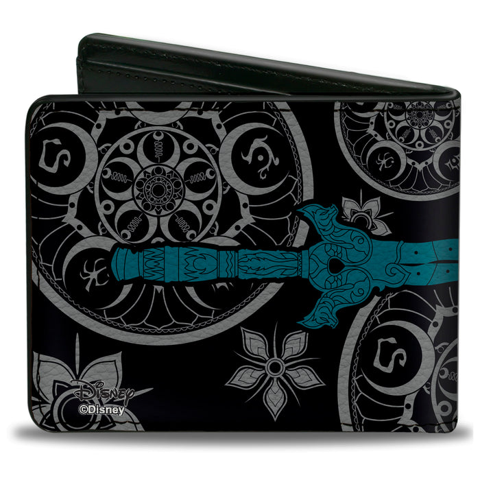 Bi-Fold Wallet - Raya and the Last Dragon Dragon Gem Sword and Icons Black Gray Blue Bi-Fold Wallets Disney