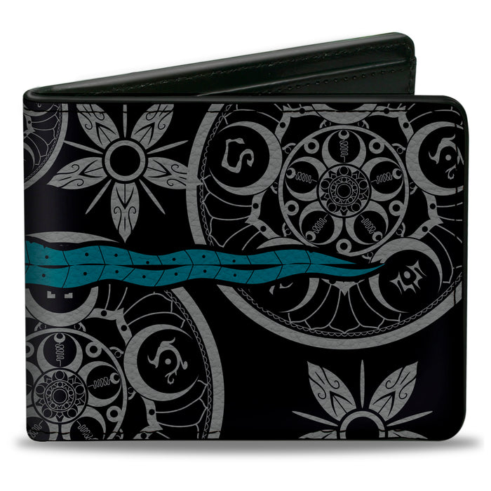 Bi-Fold Wallet - Raya and the Last Dragon Dragon Gem Sword and Icons Black Gray Blue Bi-Fold Wallets Disney