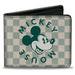 Bi-Fold Wallet - Mickey Mouse Smiling Checker Grays/Green Bi-Fold Wallets Disney