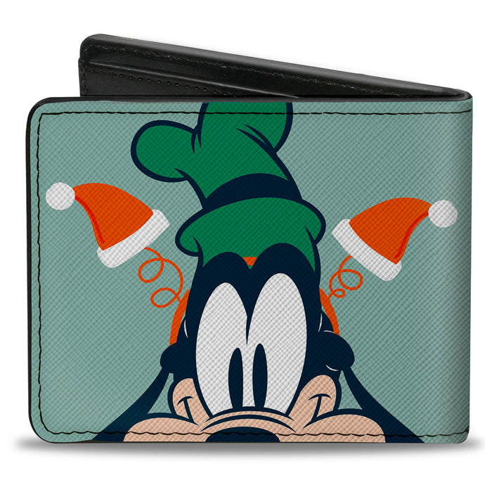 Bi-Fold Wallet - Disney Goofy Holiday Santa Ears Pose Greens Bi-Fold Wallets Disney   