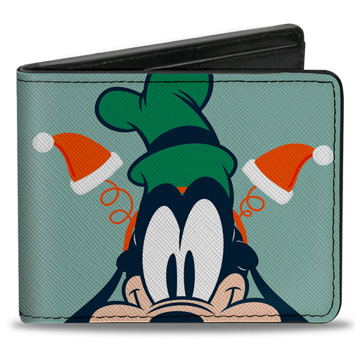 Bi-Fold Wallet - Disney Goofy Holiday Santa Ears Pose Greens Bi-Fold Wallets Disney   