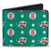 Bi-Fold Wallet - Disney Mickey Mouse Christmas Holiday Pose HO HO HO Polka Dot Green Bi-Fold Wallets Disney   