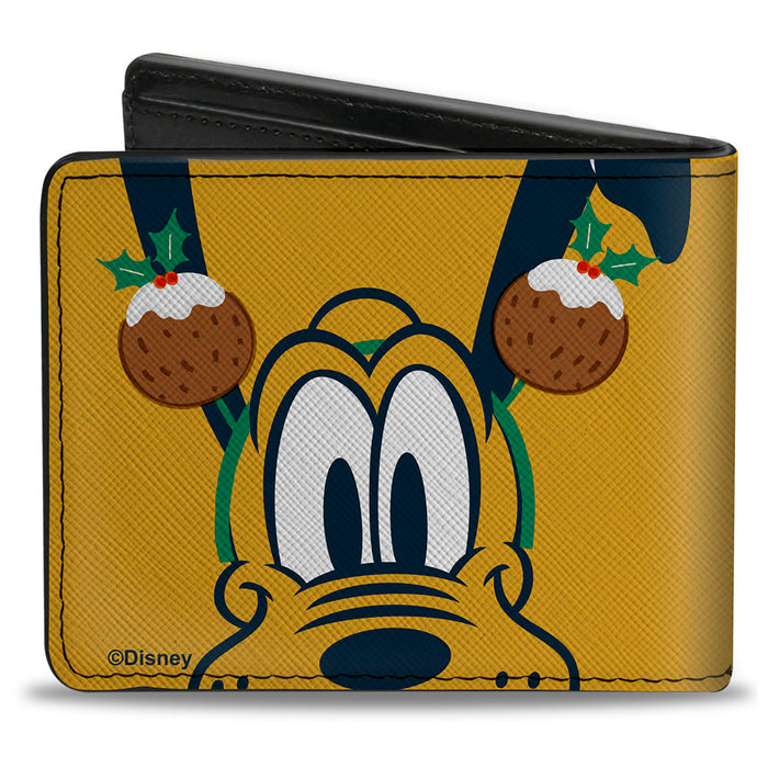 Bi-Fold Wallet - Disney Holiday Christmas Pluto Character Close-Up Orange Bi-Fold Wallets Disney   