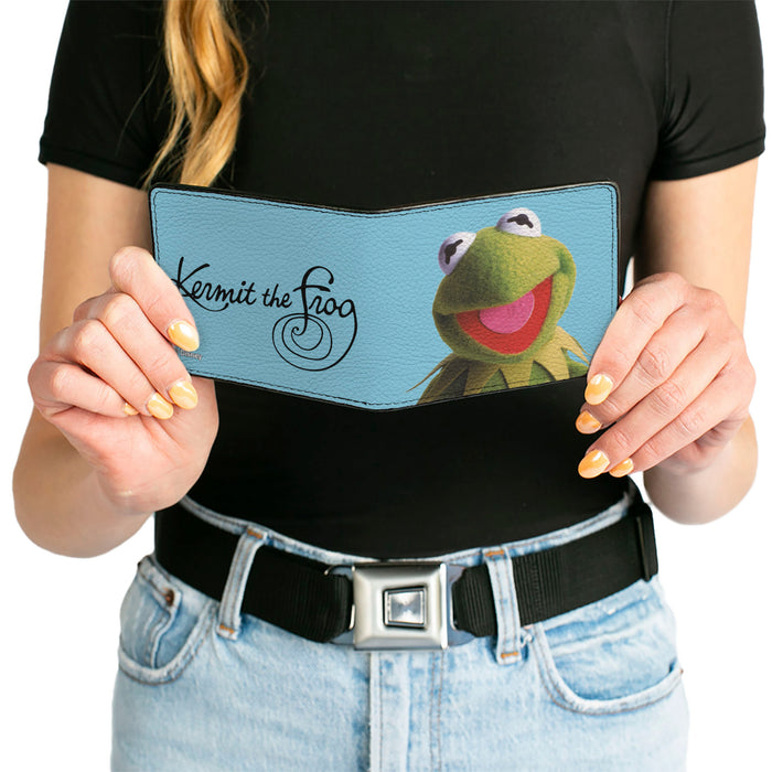 Bi-Fold Wallet - The Muppets KERMIT THE FROG Portrait and Autograph Blue Bi-Fold Wallets Disney