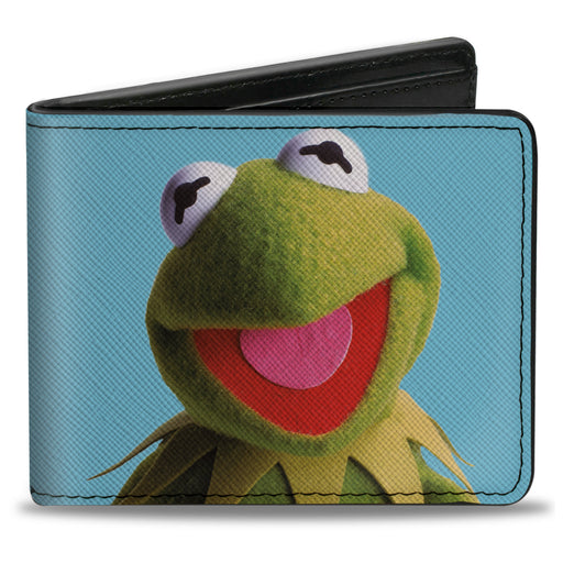 Bi-Fold Wallet - The Muppets KERMIT THE FROG Portrait and Autograph Blue Bi-Fold Wallets Disney   