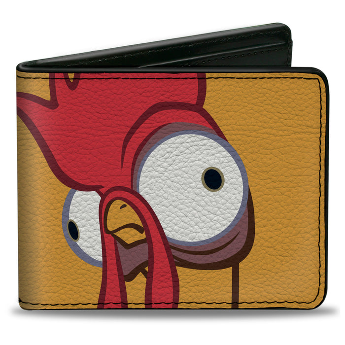 Bi-Fold Wallet - Moana Heihei Face Character Close-Up Orange Bi-Fold Wallets Disney   