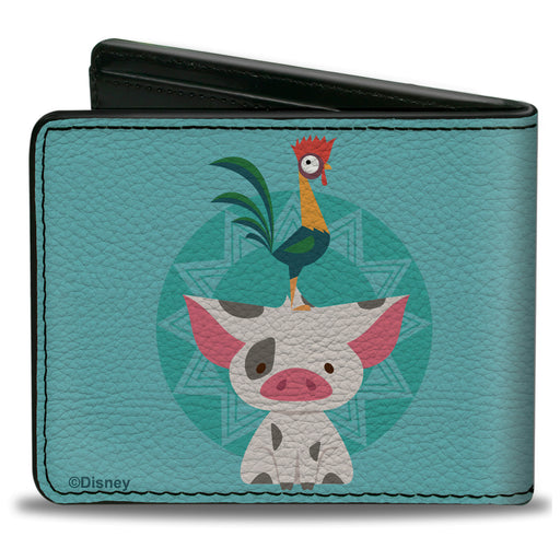 Bi-Fold Wallet - Moana Heihei and Pua Tribal Sun Pose Blues Bi-Fold Wallets Disney   