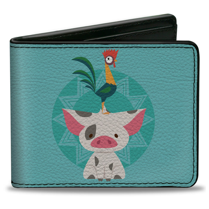 Bi-Fold Wallet - Moana Heihei and Pua Tribal Sun Pose Blues Bi-Fold Wallets Disney   