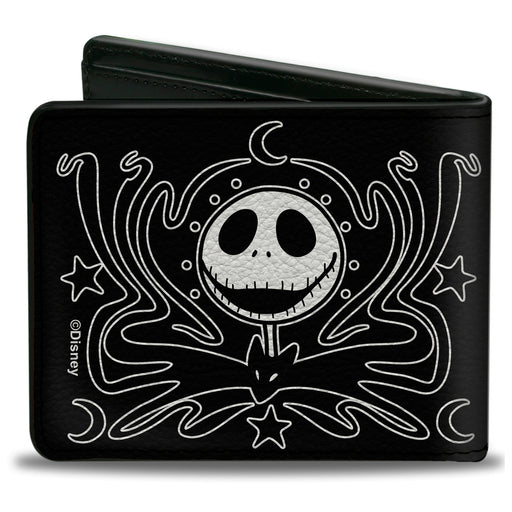 Bi-Fold Wallet - The Nightmare Before Christmas Jack Smiling Face Bowtie Doodle Black/White Bi-Fold Wallets Disney   