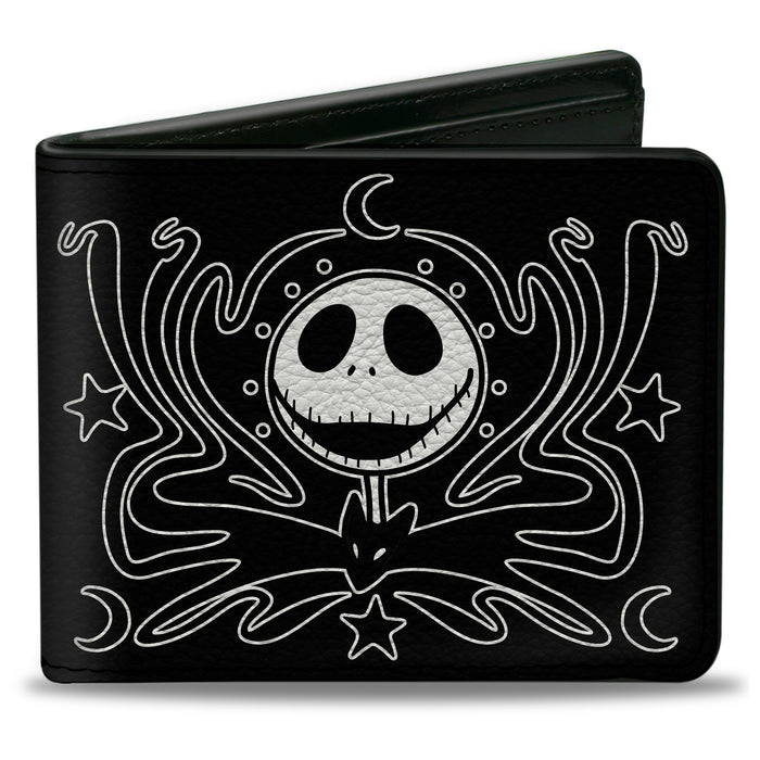 Bi-Fold Wallet - The Nightmare Before Christmas Jack Smiling Face Bowtie Doodle Black/White Bi-Fold Wallets Disney   