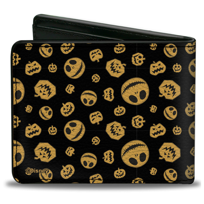 Bi-Fold Wallet - The Nightmare Before Christmas Jack and Jack-O-Lantern Expressions Scattered Black/Orange Bi-Fold Wallets Disney   