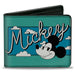 Bi-Fold Wallet - MICKEY Smiling Face and Clouds Script Blues/White Bi-Fold Wallets Disney   