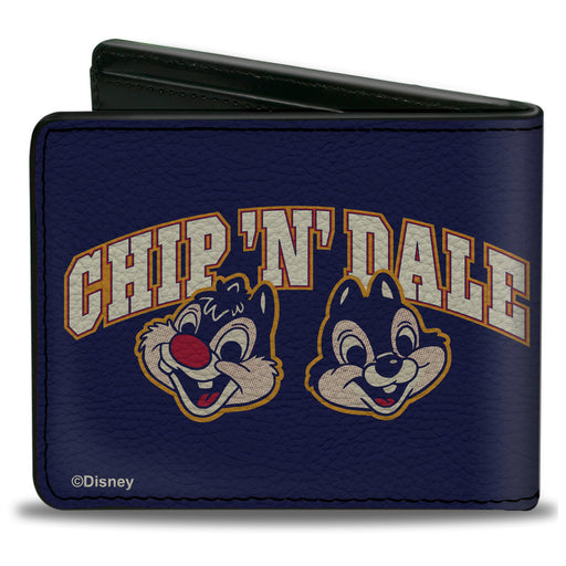 Bi-Fold Wallet - CHIP 'N' DALE Varsity Text and Faces Blue/Yellow/White Bi-Fold Wallets Disney   