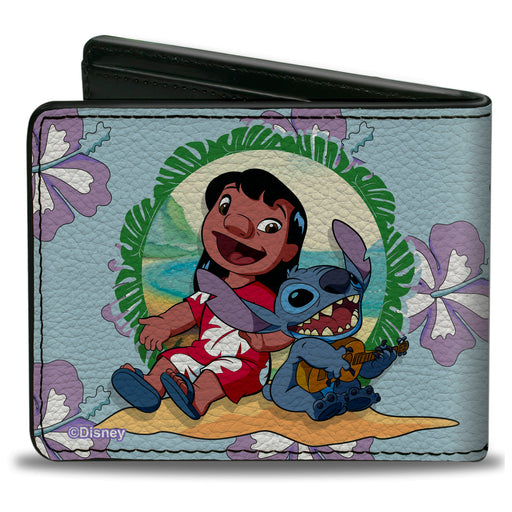 Bi-Fold Wallet - Lilo & Stitch Big Wheel and Singing Poses Blues/Lavender Bi-Fold Wallets Disney   