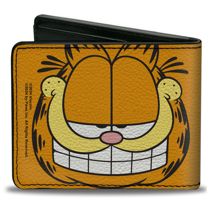 Bi-Fold Wallet - Garfield Smiling Face Character Close-Up Orange Bi-Fold Wallets Nickelodeon   