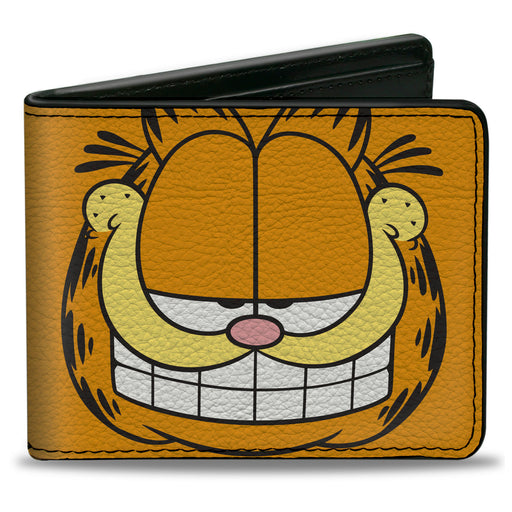 Bi-Fold Wallet - Garfield Smiling Face Character Close-Up Orange Bi-Fold Wallets Nickelodeon   