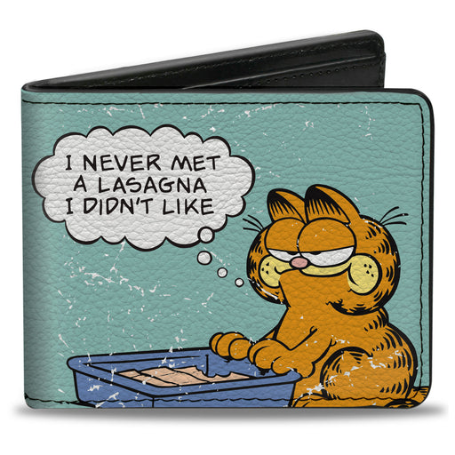 Bi-Fold Wallet - Garfield NEVER MET A LASAGNA Pose Light Blue Bi-Fold Wallets Nickelodeon   