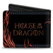 Bi-Fold Wallet - HOUSE OF THE DRAGON Dragon Pose with Flames and Title Logo Black/Grays/Red Bi-Fold Wallets House of the Dragon