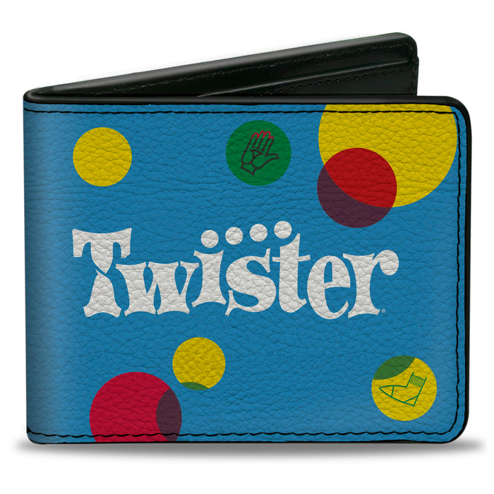 Bi-Fold Wallet - TWISTER Vintage Game Logo and Icons Blue/Multi Color Bi-Fold Wallets Hasbro   