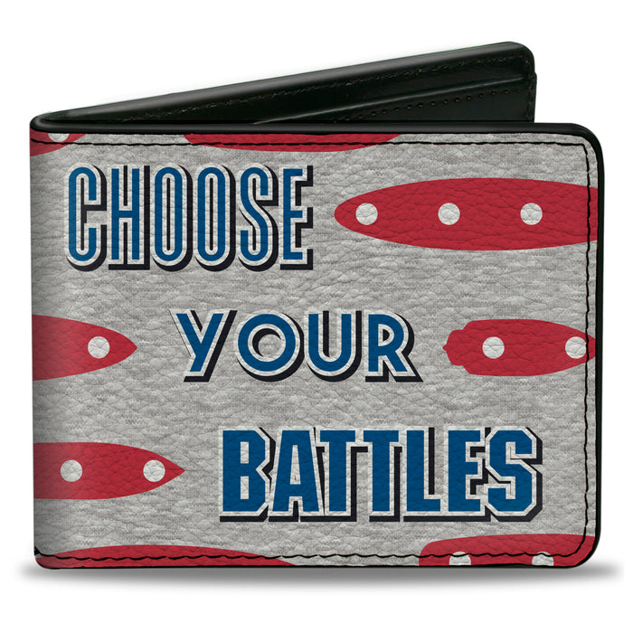 Bi-Fold Wallet - Battleship CHOOSE YOUR BATTLES Ships Gray/Red/Blue/White Bi-Fold Wallets Hasbro   