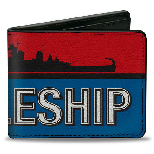 Bi-Fold Wallet - BATTLESHIP Ship Silhouette and Text Red/Blue/Black/White Bi-Fold Wallets Hasbro   