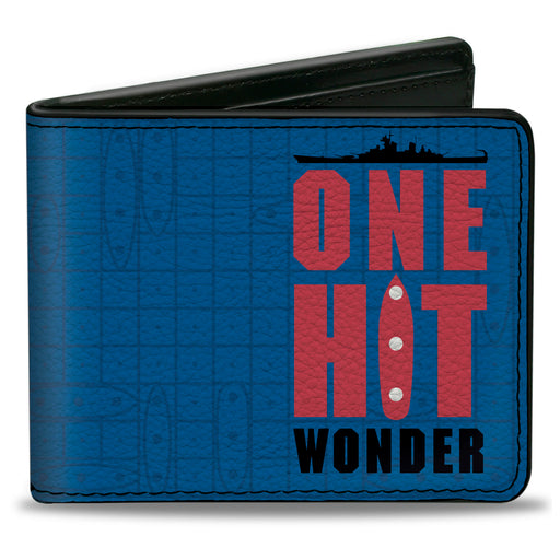 Bi-Fold Wallet - BATTLESHIP ONE HIT WONDER and Title Logo Ocean Grid Blues/Black/Red Bi-Fold Wallets Hasbro   