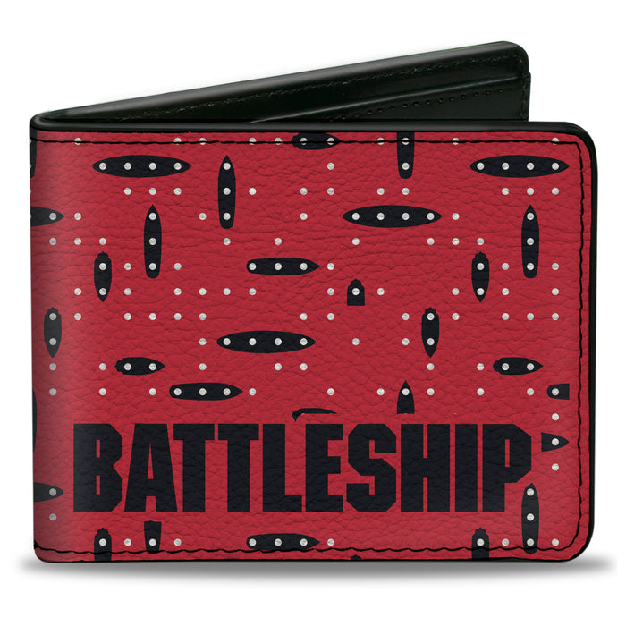 Bi-Fold Wallet - BATTLESHIP Grid with Ships and Text Red/Black/White Bi-Fold Wallets Hasbro   