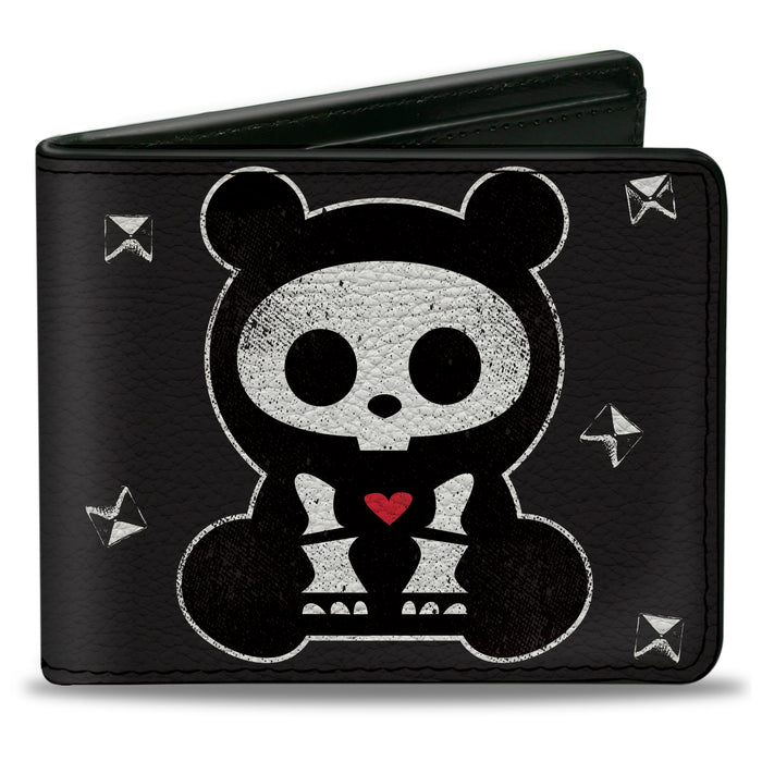 Bi-Fold Wallet - Skelanimals Chungkee the Panda BEARLY DEAD Pose Black/White Bi-Fold Wallets Hasbro   