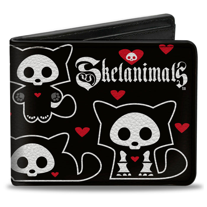 Bi-Fold Wallet - SKELANIMALS Kit the Cat Poses and Title Logo Black/White Bi-Fold Wallets Hasbro