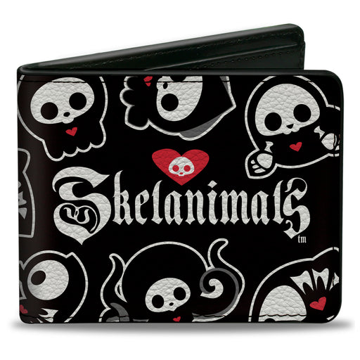 Bi-Fold Wallet - SKELANIMALS Sea Animals Poses Scattered and Title Logo Black/White Bi-Fold Wallets Hasbro   