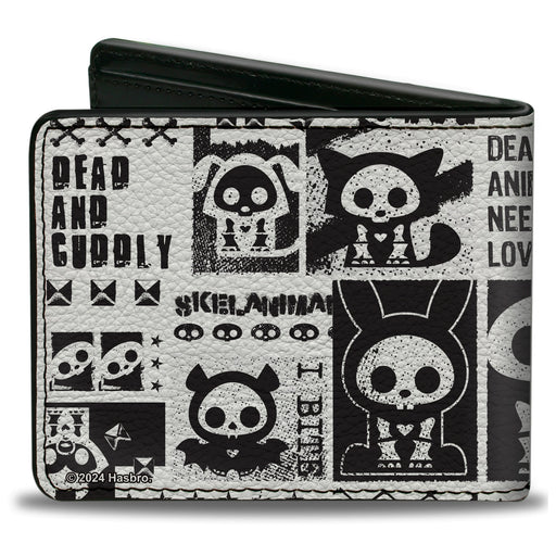 Bi-Fold Wallet - SKELANIMALS DEAD ANIMALS Quotes Collage and Title Logo White/Black Bi-Fold Wallets Hasbro   