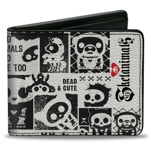 Bi-Fold Wallet - SKELANIMALS DEAD ANIMALS Quotes Collage and Title Logo White/Black Bi-Fold Wallets Hasbro   