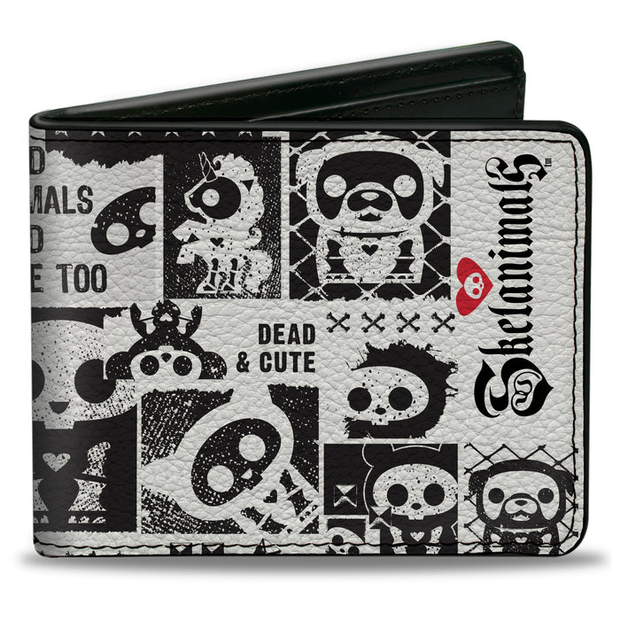 Bi-Fold Wallet - SKELANIMALS DEAD ANIMALS Quotes Collage and Title Logo White/Black Bi-Fold Wallets Hasbro   