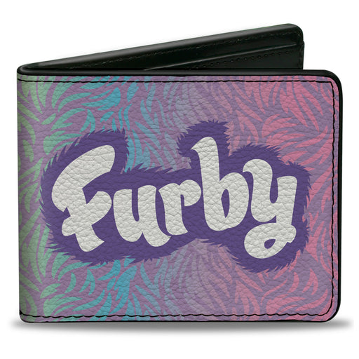 Bi-Fold Wallet - FURBY Title Logo Fur Print Multi Color/Purple/White Bi-Fold Wallets Hasbro   