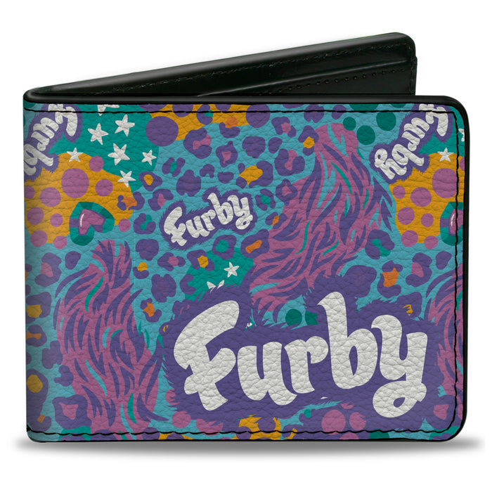 Bi-Fold Wallet - FURBY Title Logo Fur Print Blues/Purple/White Bi-Fold Wallets Hasbro   