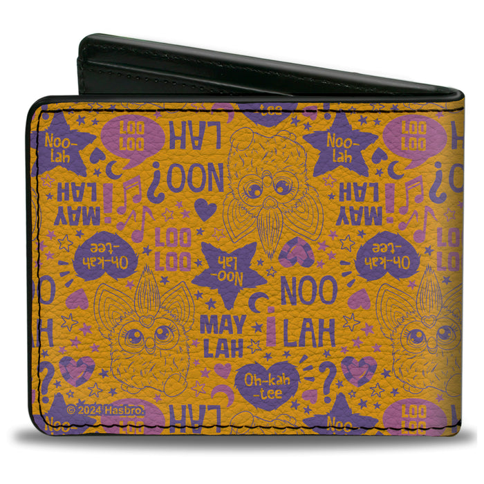 Bi-Fold Wallet - Furby Furbish Phrases and Icons Orange/Pink/Purple Bi-Fold Wallets Hasbro   