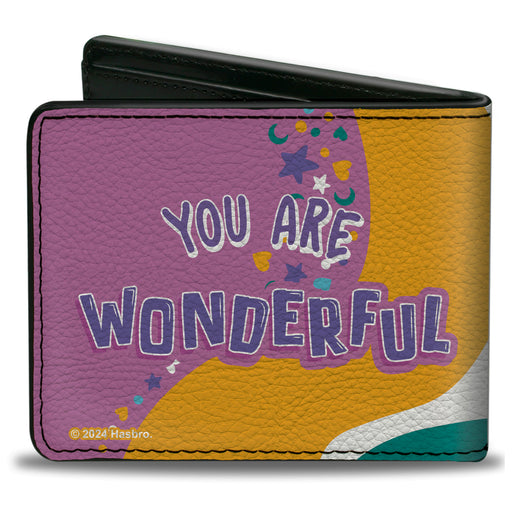 Bi-Fold Wallet - Furby Purple Furby YOU ARE WONDERFUL Running Pose Multi Color Bi-Fold Wallets Hasbro   