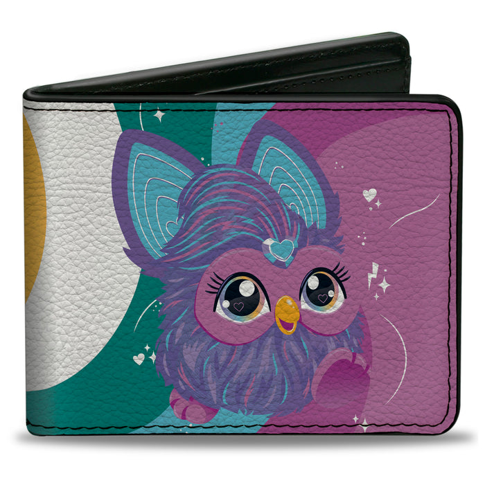 Bi-Fold Wallet - Furby Purple Furby YOU ARE WONDERFUL Running Pose Multi Color Bi-Fold Wallets Hasbro   