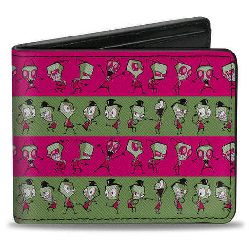 Bi-Fold Wallet - Invader Zim and Human Disguise Poses Stripe Pink/Green Bi-Fold Wallets Nickelodeon   
