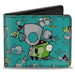 Bi-Fold Wallet - INVADER ZIM GIR Robot and Disguised Poses Scattered Blue Bi-Fold Wallets Nickelodeon   