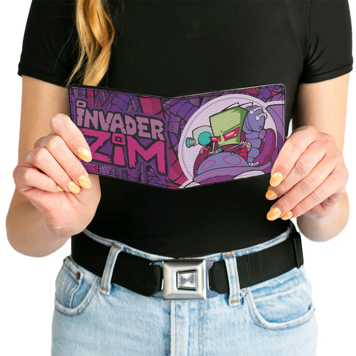 Bi-Fold Wallet - INVADER ZIM and GIR Voot Cruiser Pose and Title Logo Purples/Pinks Bi-Fold Wallets Nickelodeon