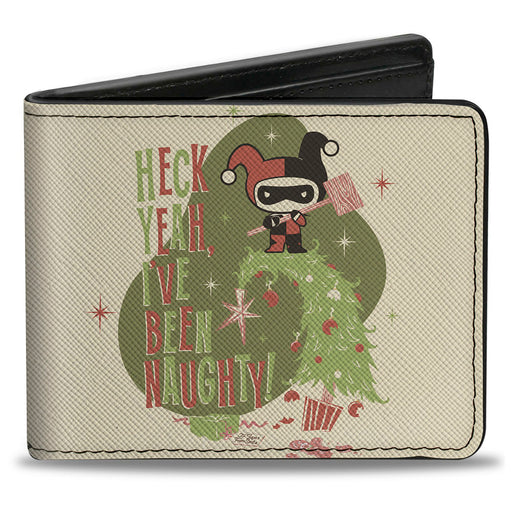 Bi-Fold  Wallet - Chibi Harley Quinn Holiday Christmas HECK YEAH I'VE BEEN NAUGHTY Pose Bi-Fold Wallets DC Comics   