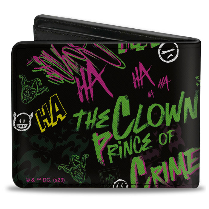 Bi-Fold  Wallet - Joker THE CLOWN PRINCE OF CRIME Collage Black/Multi Neon Bi-Fold Wallets DC Comics   